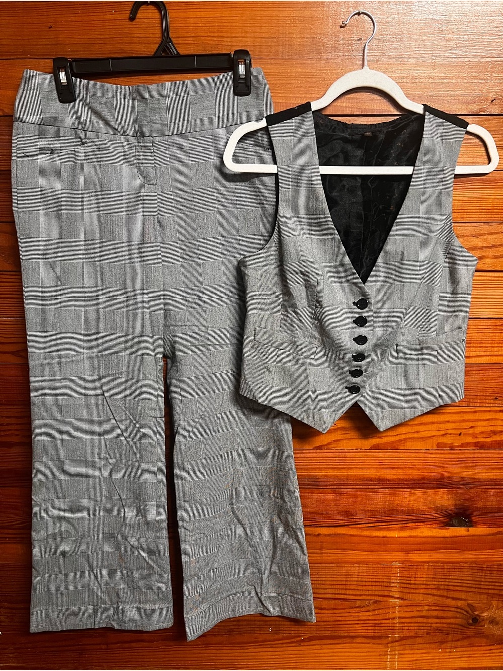 The Limited Y2K Plaid Pants Vest Set Size 2/S Lace Back Cassidy Fit